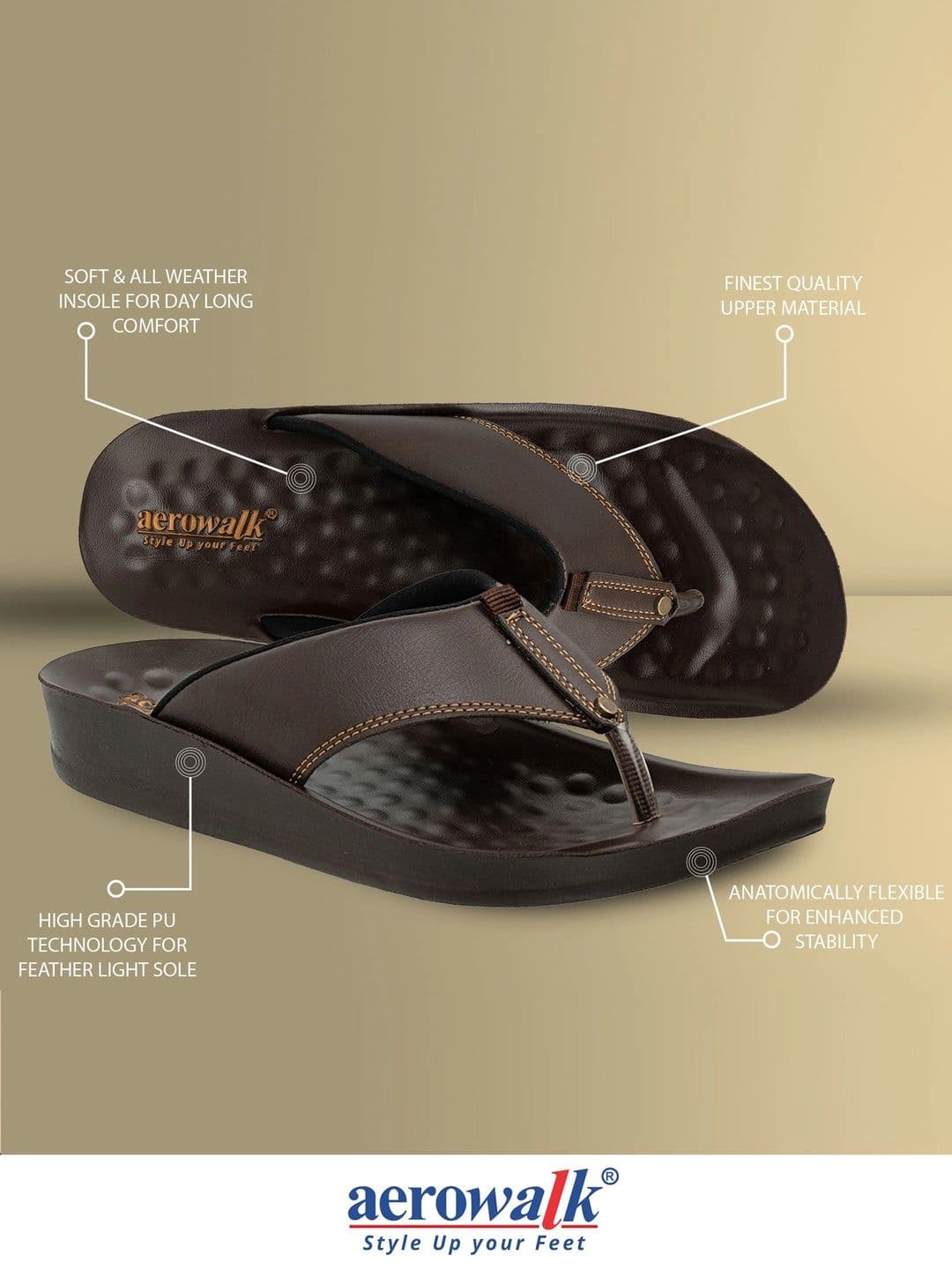 Aerowalk Men Orthopedic Comfort Thong Sandals thumbnail 2