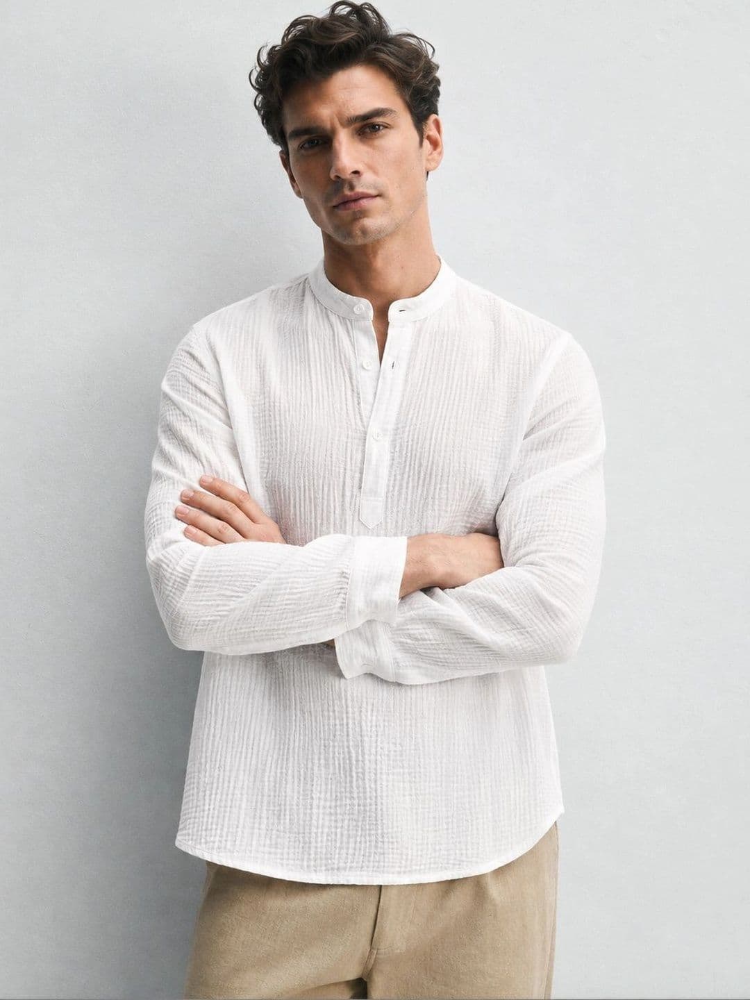 Anouk Men Double Cloth Wrinke Short Kurta - view 1
