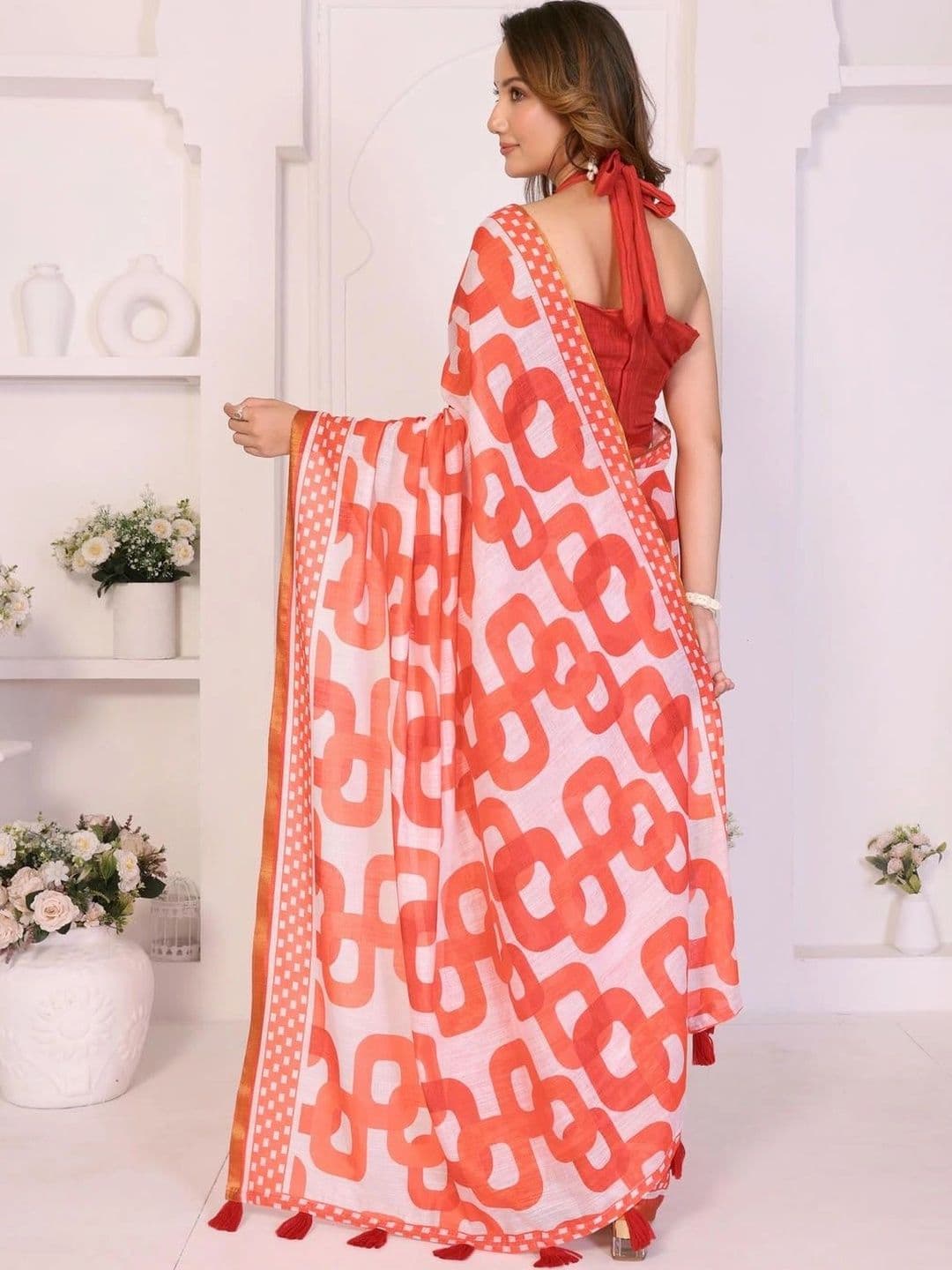 Pixie lane Zari Linen Blend Saree thumbnail 2