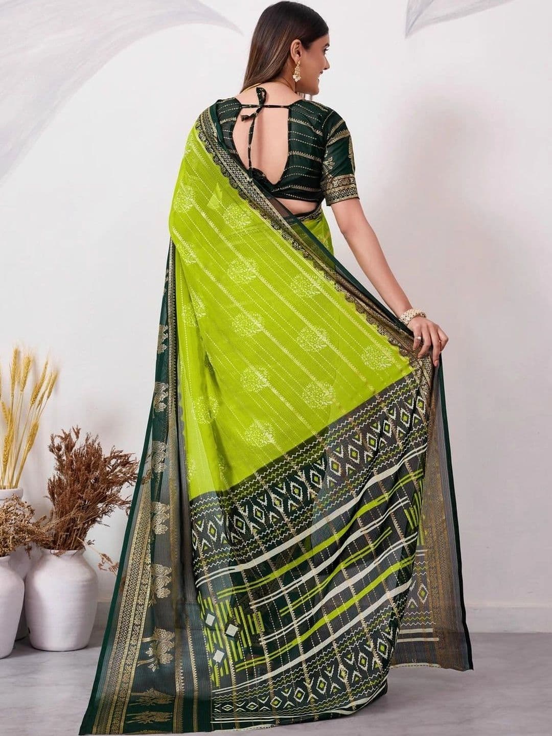 Pixie lane Zari Pure Georgette Paithani Saree thumbnail 7