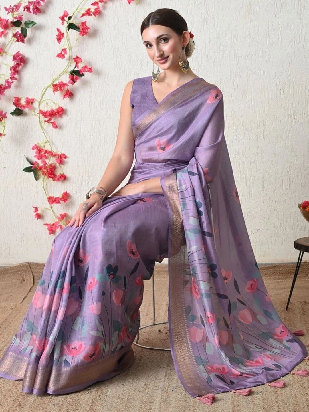 KALINI Floral Silk Cotton Saree thumbnail 3