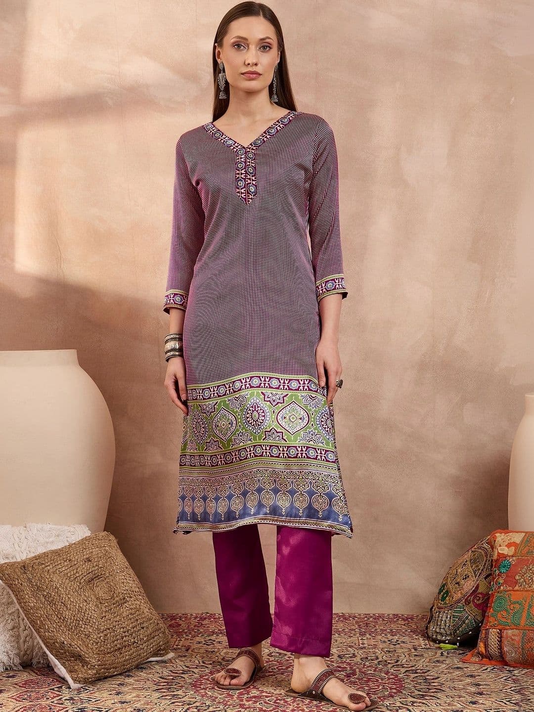 ZYVIRA Satin Unstitched Dress Material - view 1