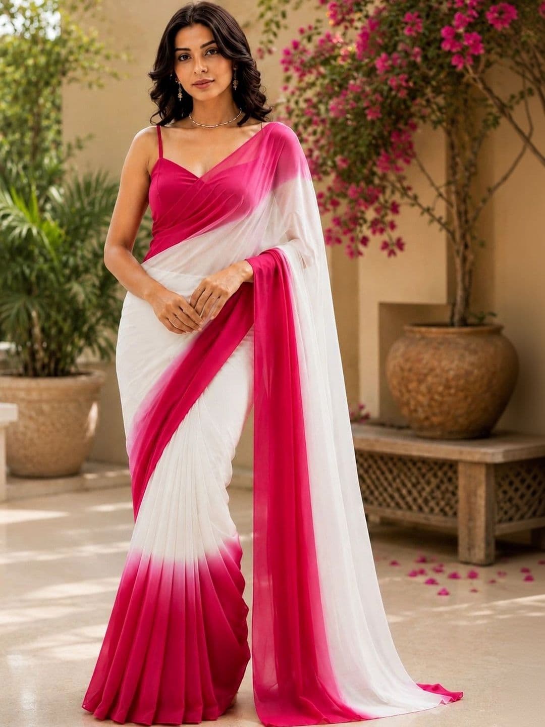NARI DREAM Ombre Pure Georgette Fusion Saree - view 1