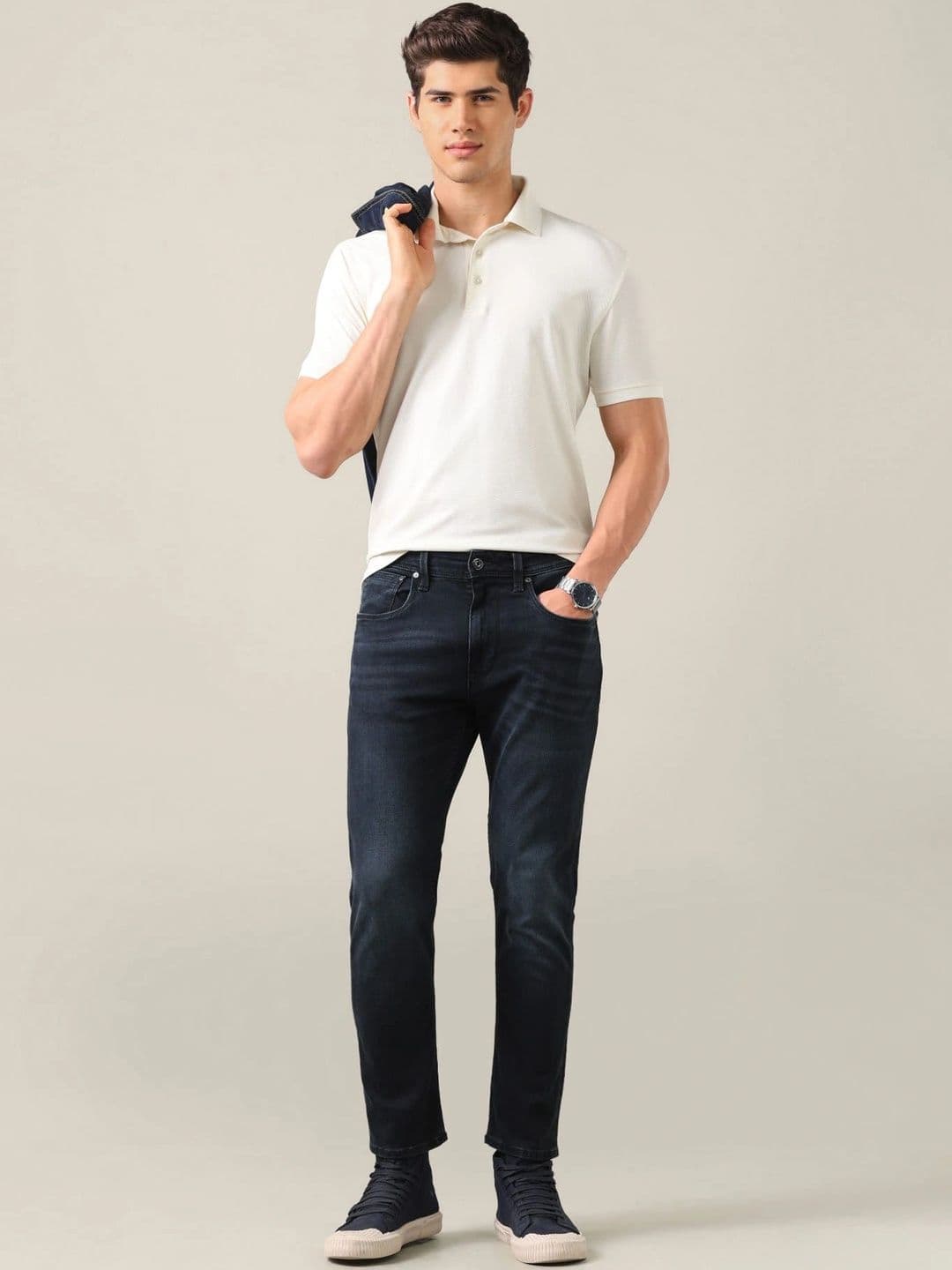 U.S. Polo Assn. Denim Co. Men Tapered Fit Mid-Rise Low Distress Jeans thumbnail 3