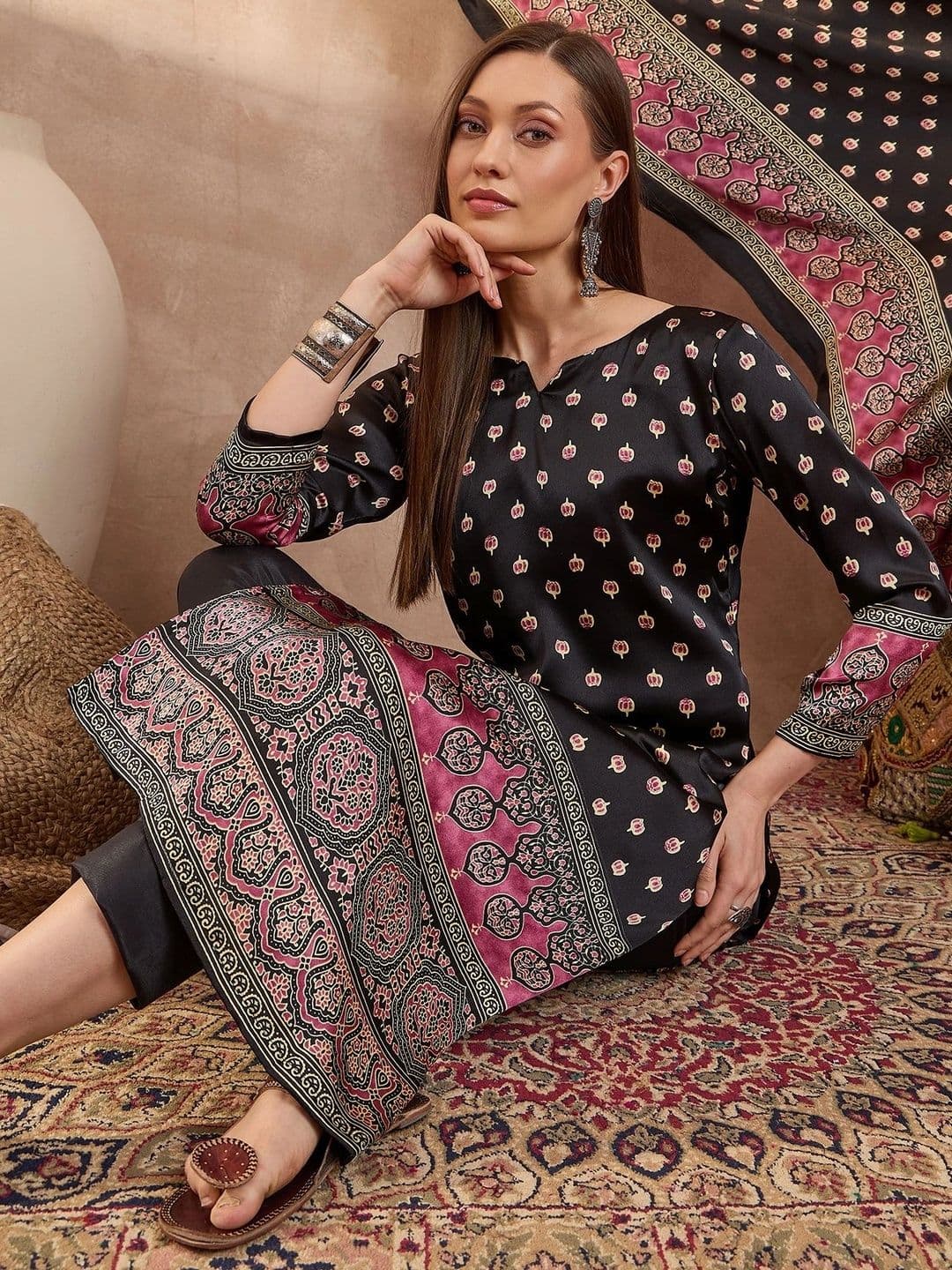 ZYVIRA Satin Unstitched Dress Material thumbnail 7