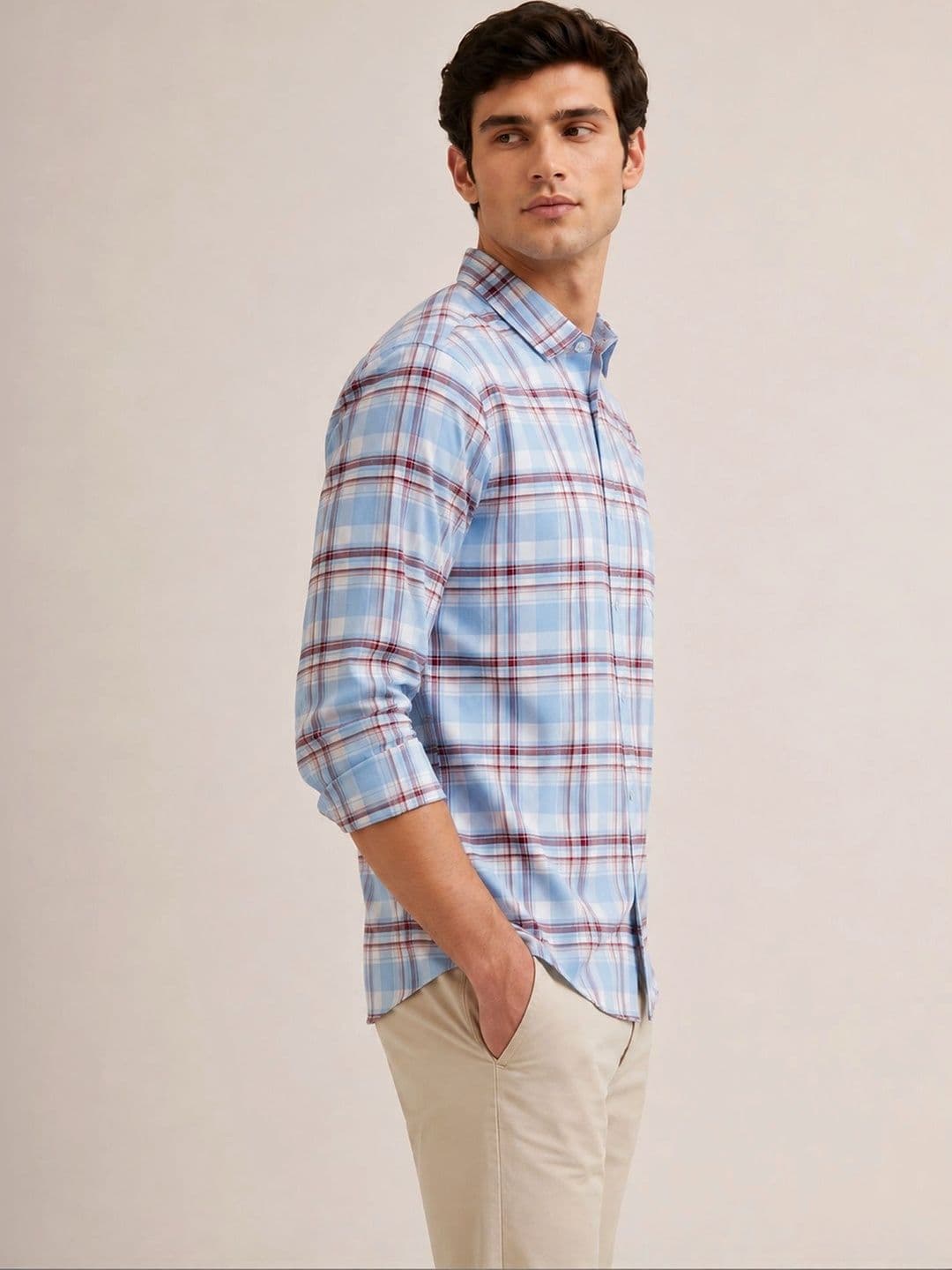 Chennis Men Slim Fit Tartan Checks Checked Casual Shirt thumbnail 5