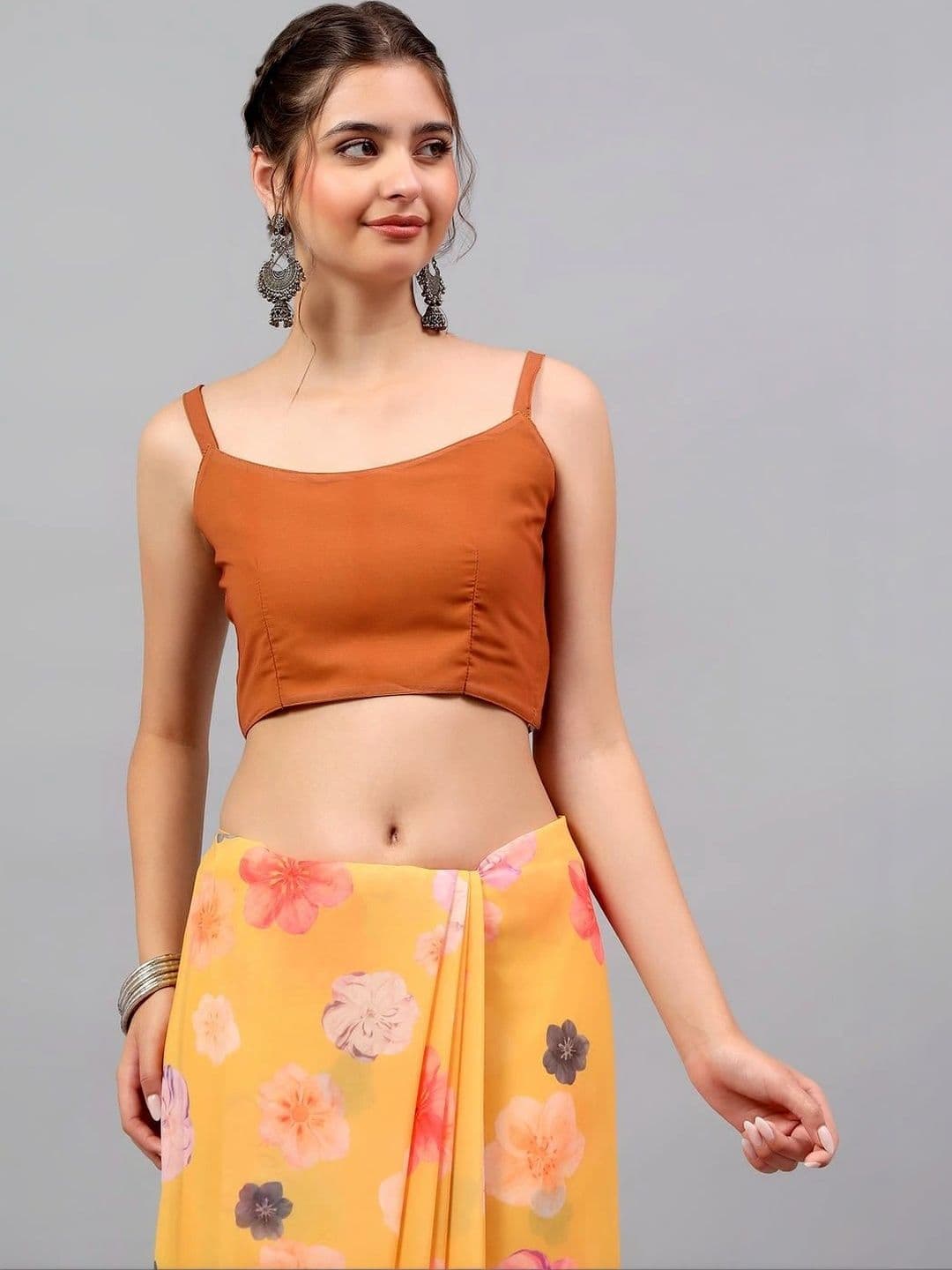 Pixie lane Floral Poly Georgette Saree thumbnail 6