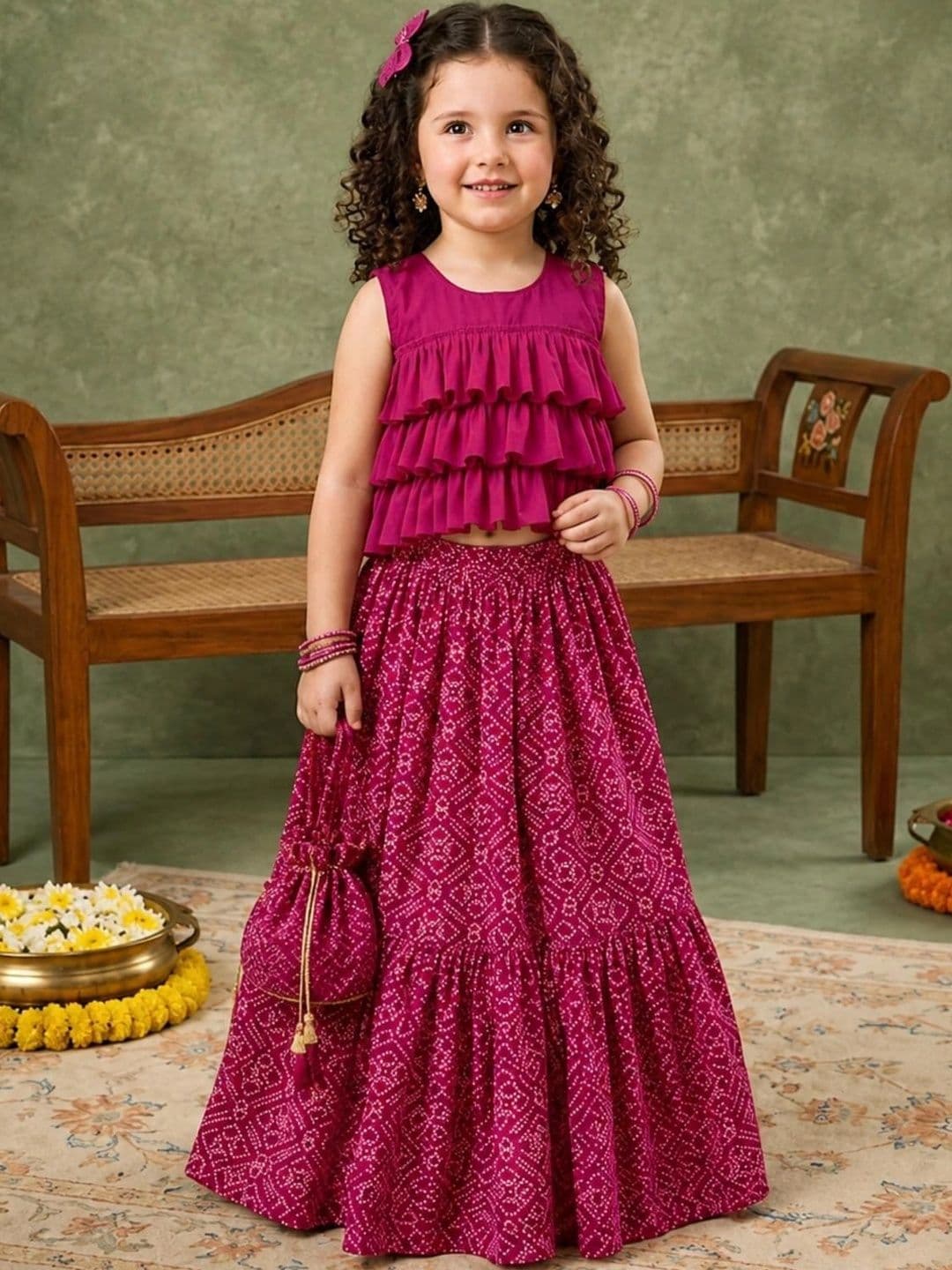 Sangria Girls Embellished Ready to Wear Lehenga & - view 1