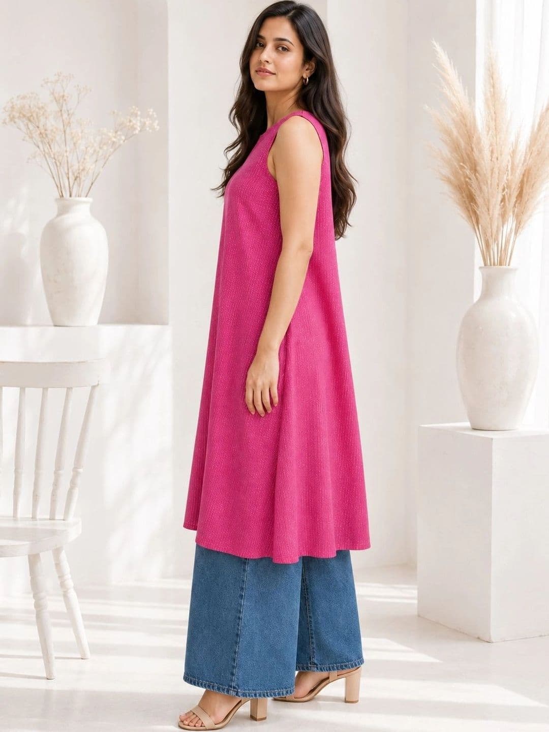 HERE&NOW Woven Design Pure Cotton Kurti thumbnail 5