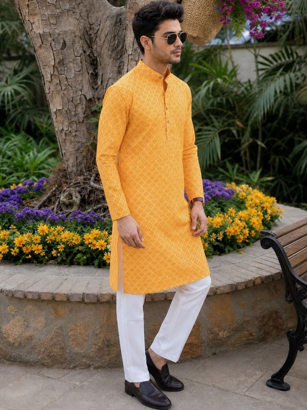 Anouk Printed Band Collar Straight Long Kurta thumbnail 2