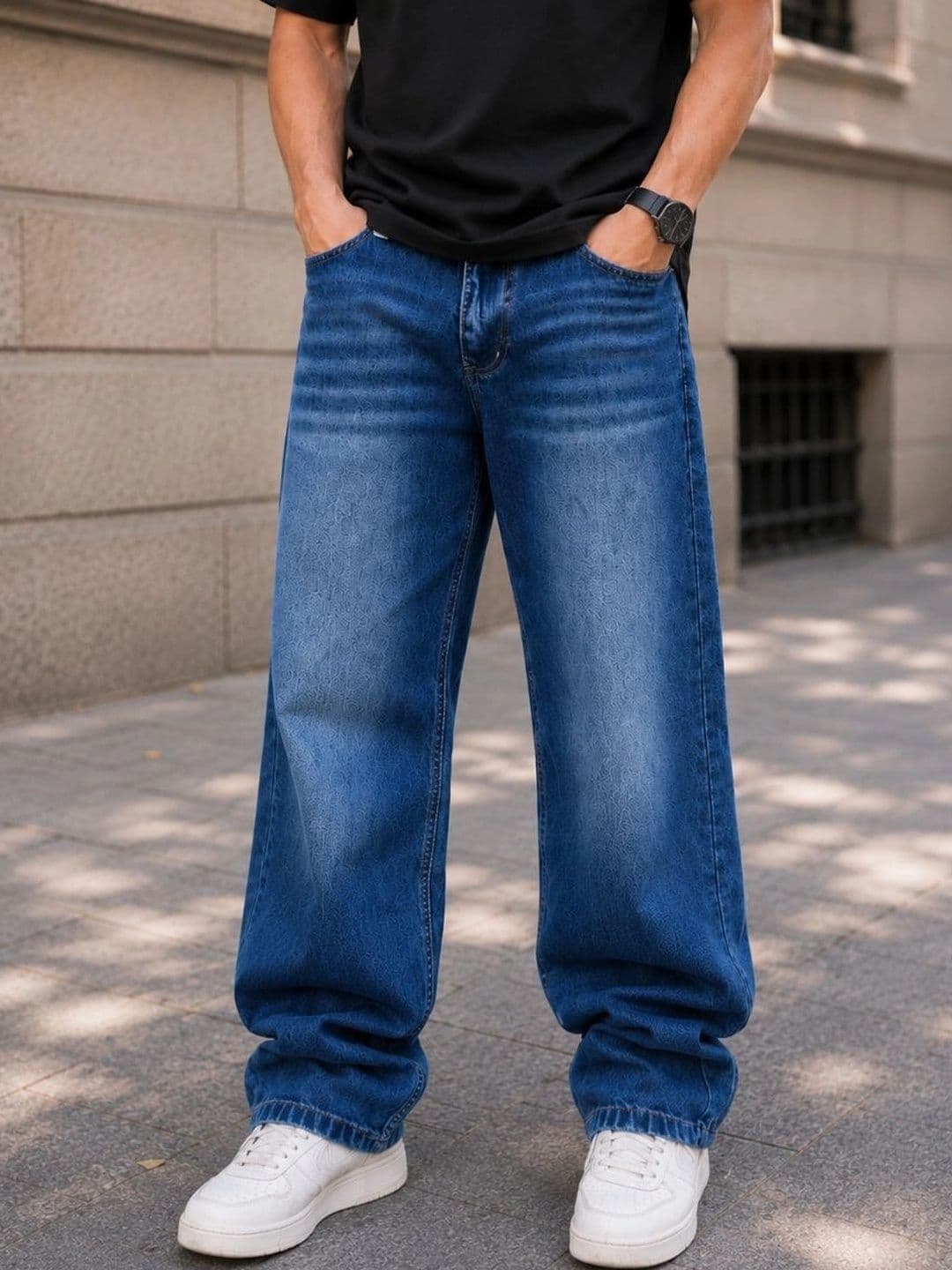MQ Denim Men Straight Fit Mid-Rise Low Distress Light Fade Jeans - view 1