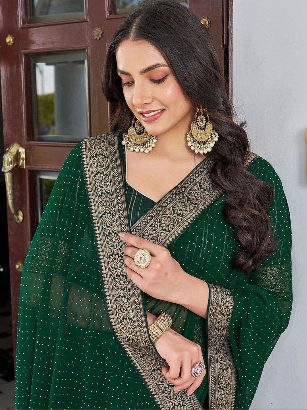 SANISA women Embroidered Pure Georgette Saree thumbnail 6