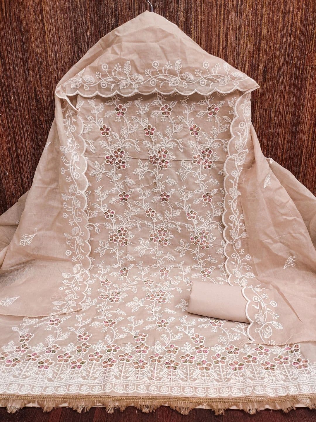 Dhaaga Ghar Floral Embroidered Cotton Unstitched Dress Material thumbnail 2
