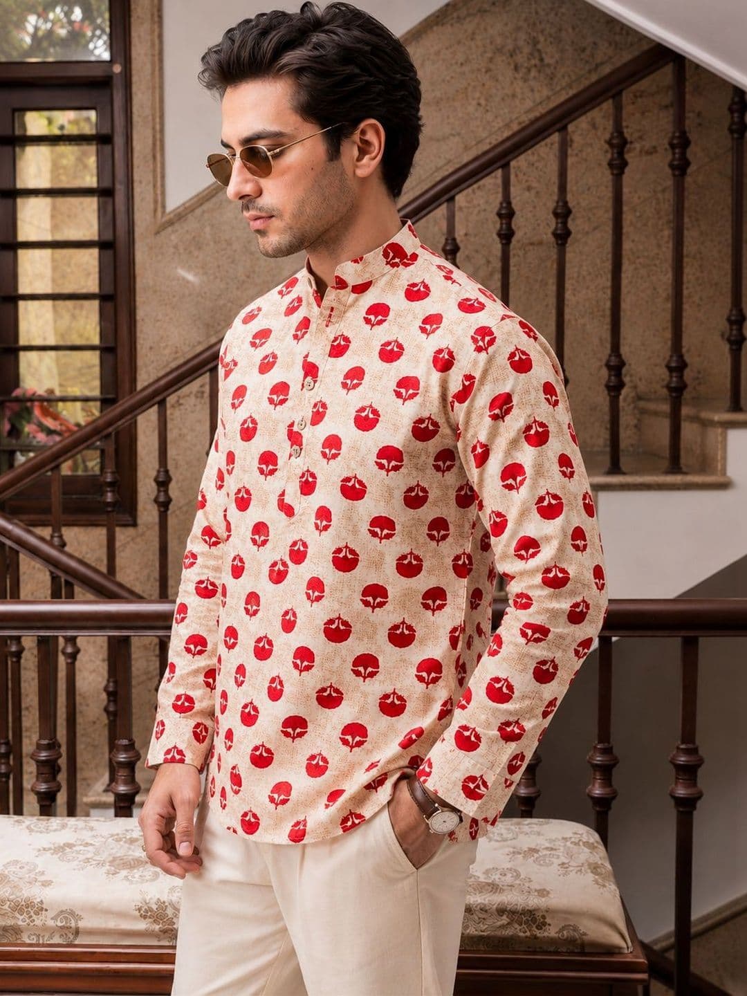 Anouk Men Ethnic Motifs Printed Block Print Kurta thumbnail 3
