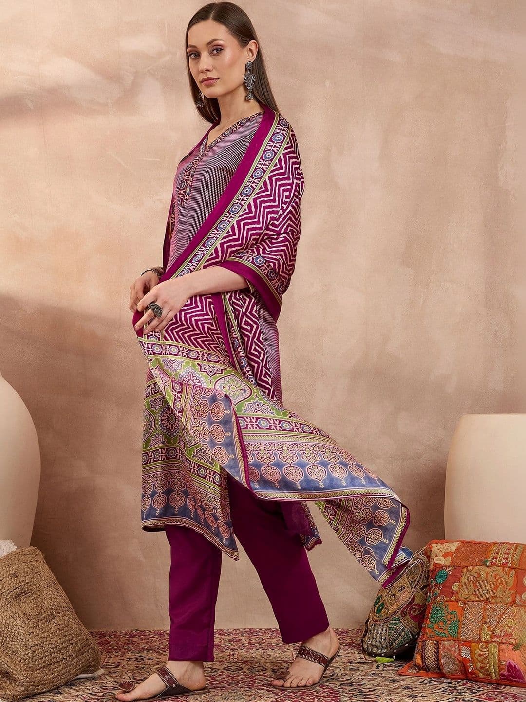 ZYVIRA Satin Unstitched Dress Material thumbnail 2