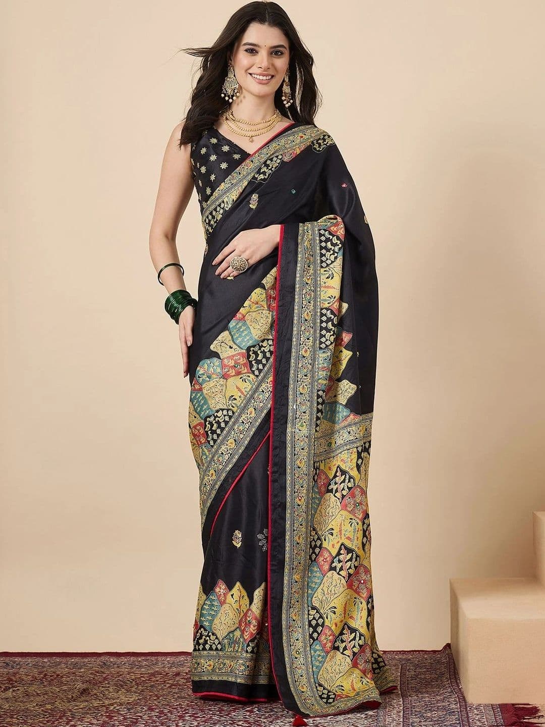 Sangria Ethnic Motifs Embroidered Poly Georgette Designer Saree - view 1