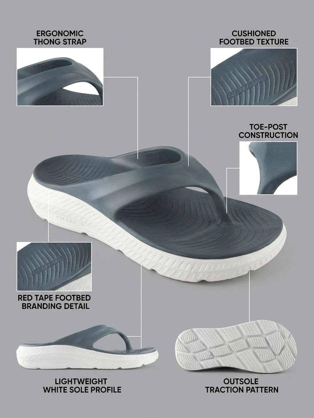 Red Tape Men Thong Flip-Flops thumbnail 5