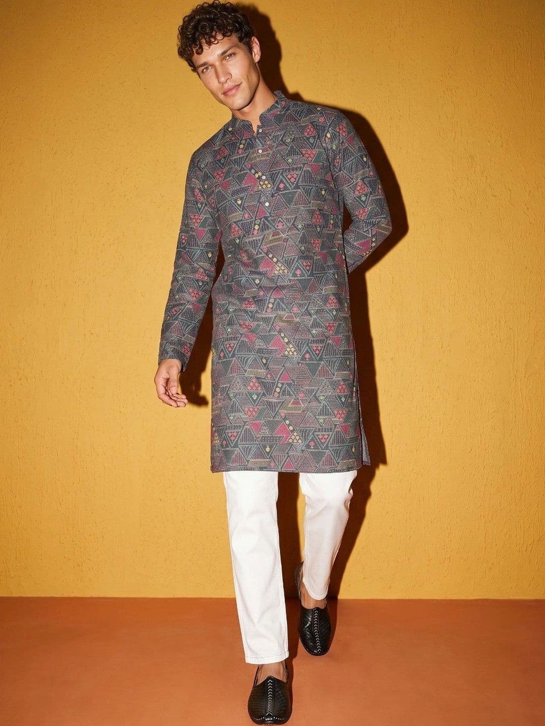 DRIP CHOWK Men Geometric Printed Kurta thumbnail 4