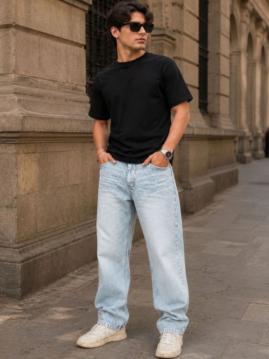 MQ Denim Men Straight Fit Mid-Rise Low Distress Light Fade Jeans thumbnail 4