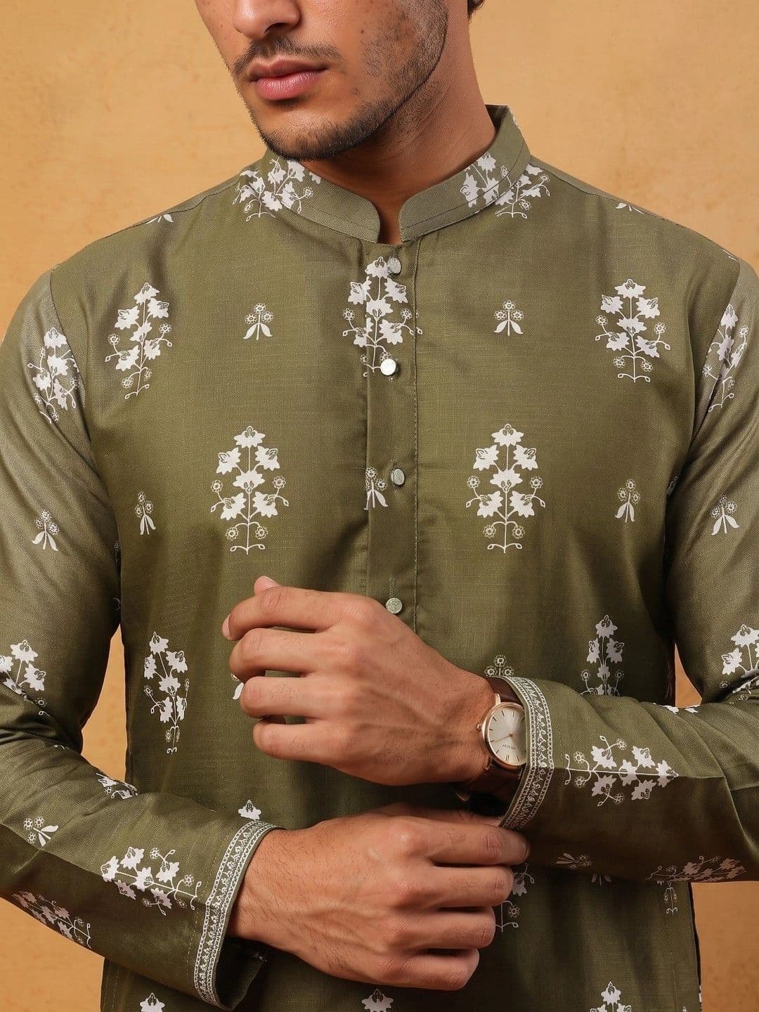 DRIP CHOWK Men Floral Printed Floral Kurta thumbnail 2
