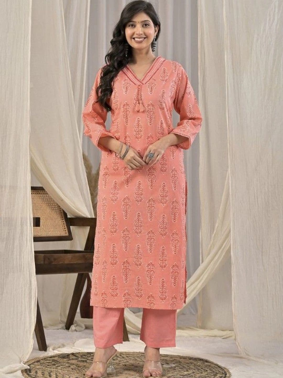 Yashee Women Ethnic Motifs Printed Regular Pure Cotton Kurta with Trousers & With Dupatta thumbnail 7