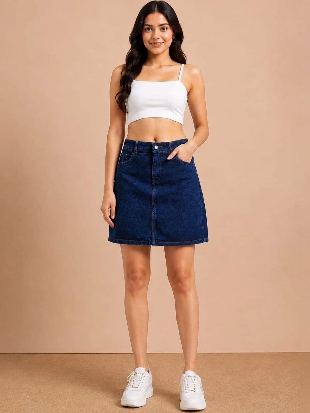 Mast & Harbour Women Denim Above Knee A-Line Skirt - view 1