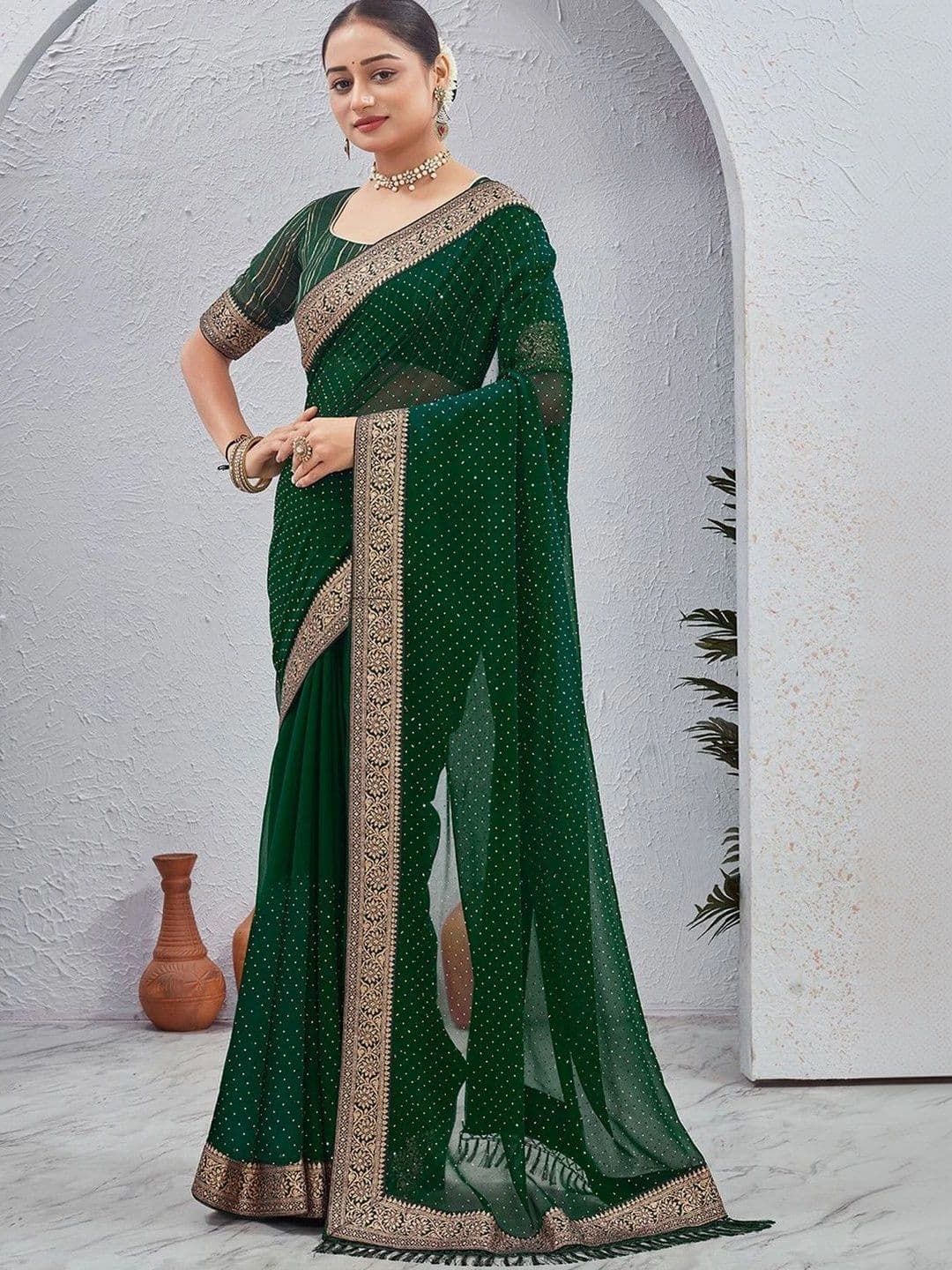 SANISA women Embroidered Pure Georgette Saree thumbnail 2