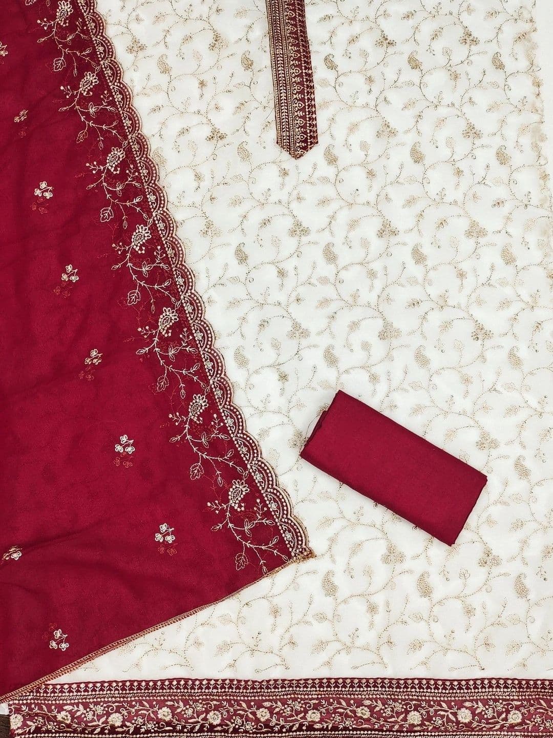TAVAS Women Embroidered Unstitched Dress Material thumbnail 3