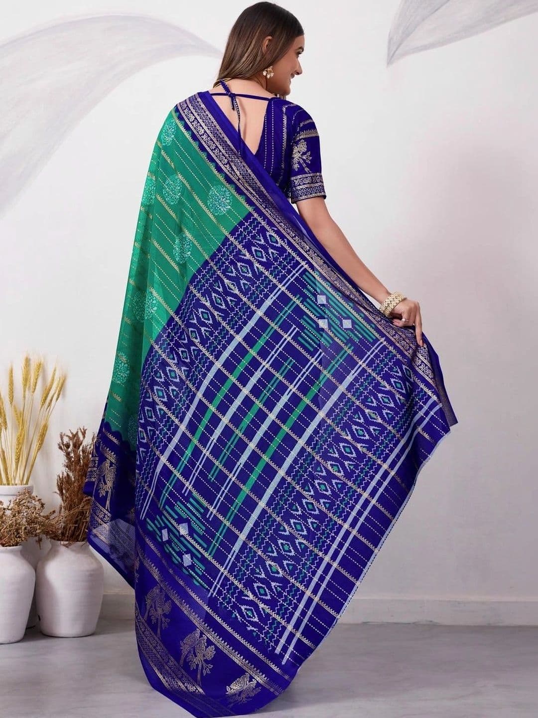 Pixie lane Zari Pure Georgette Paithani Saree thumbnail 5