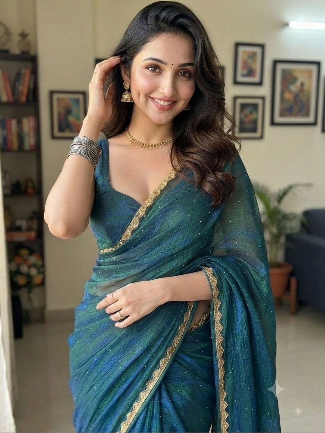 Akshmi Creation Women Supernet Saree - view 1
