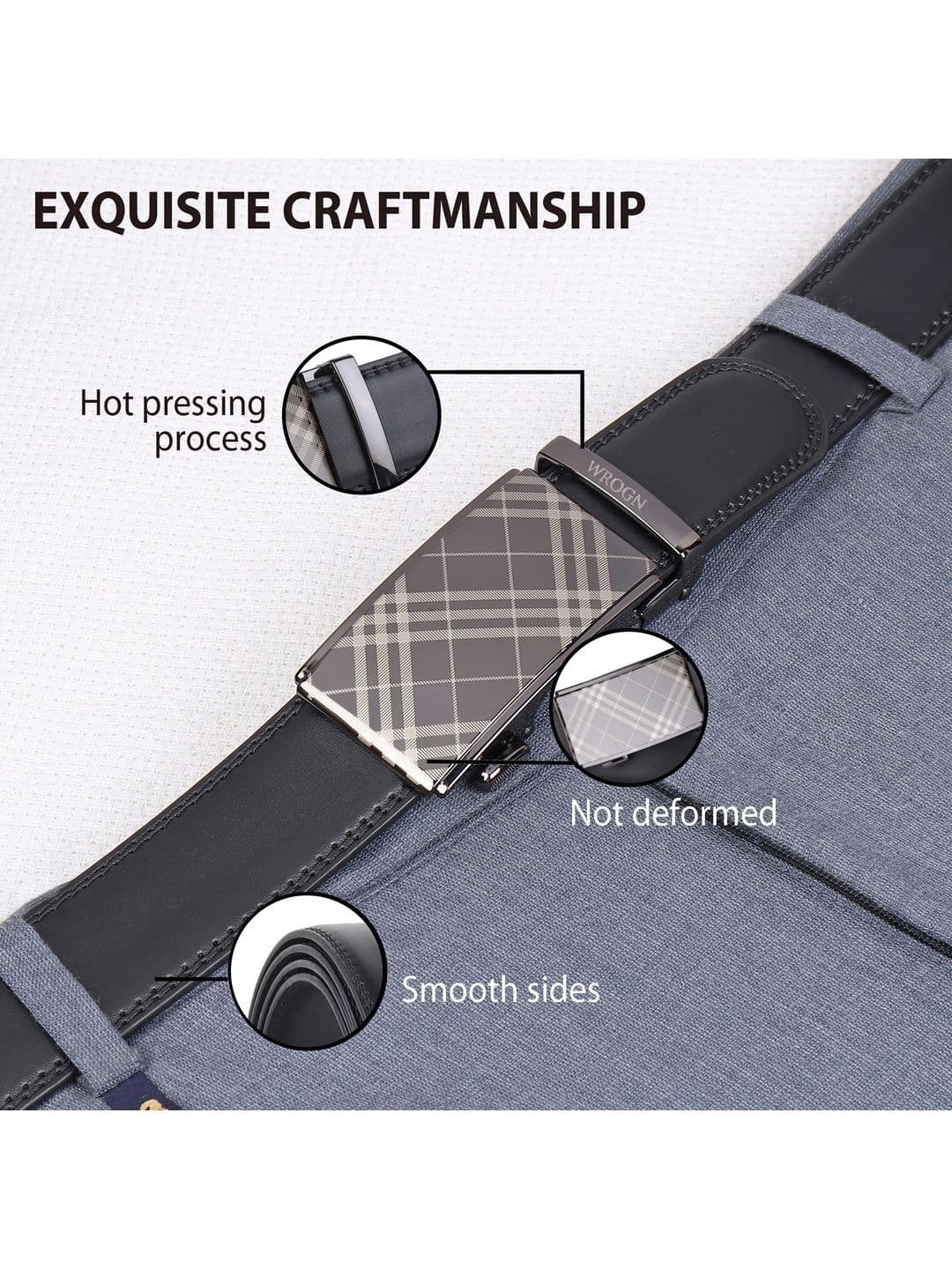 WROGN Men Checked PU Formal Belt thumbnail 4