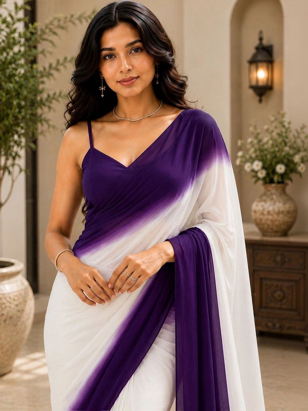 NARI DREAM Ombre Pure Georgette Fusion Saree thumbnail 2