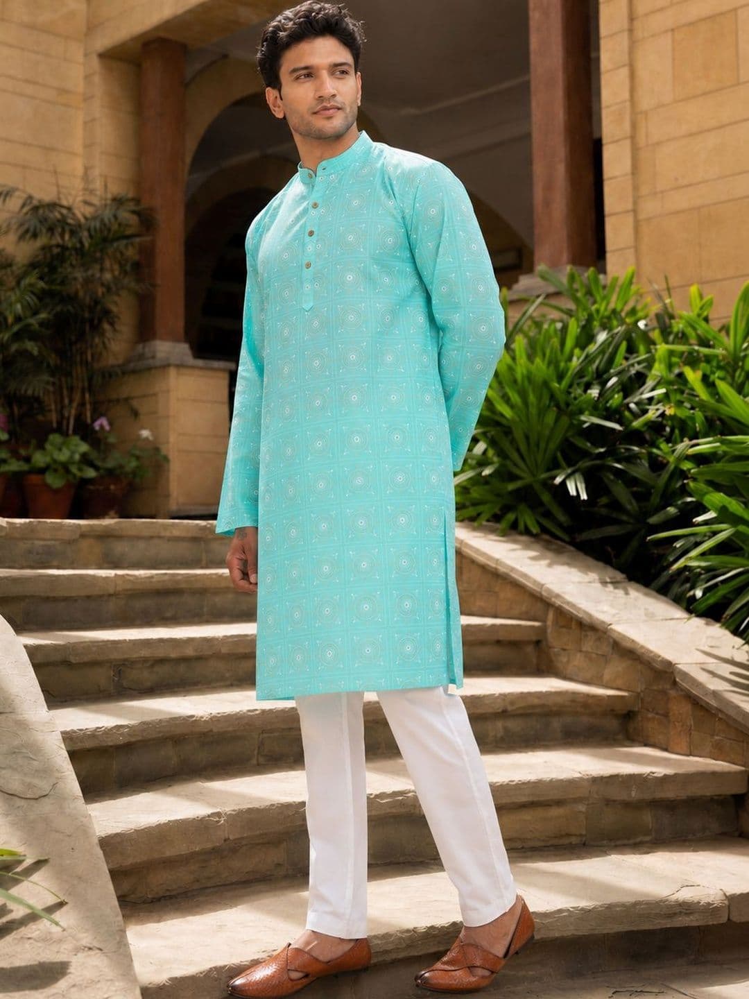 Anouk Printed Band Collar Straight Long Kurta thumbnail 7