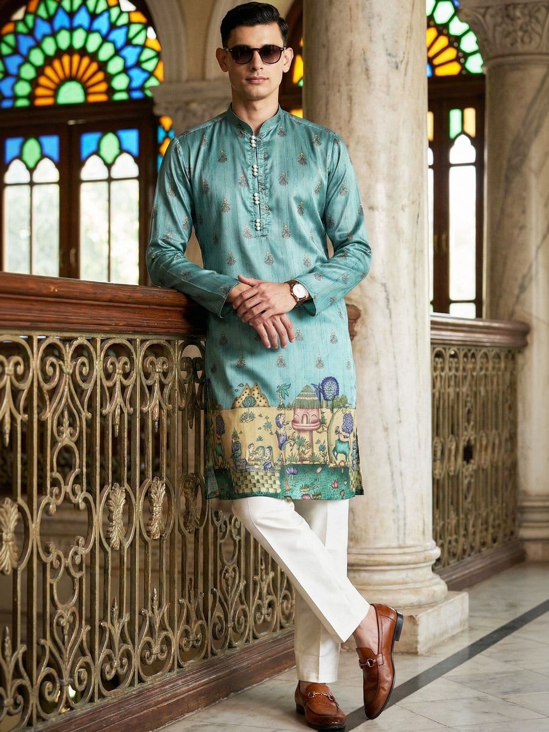 Anouk Men Floral Printed Kurta - view 1