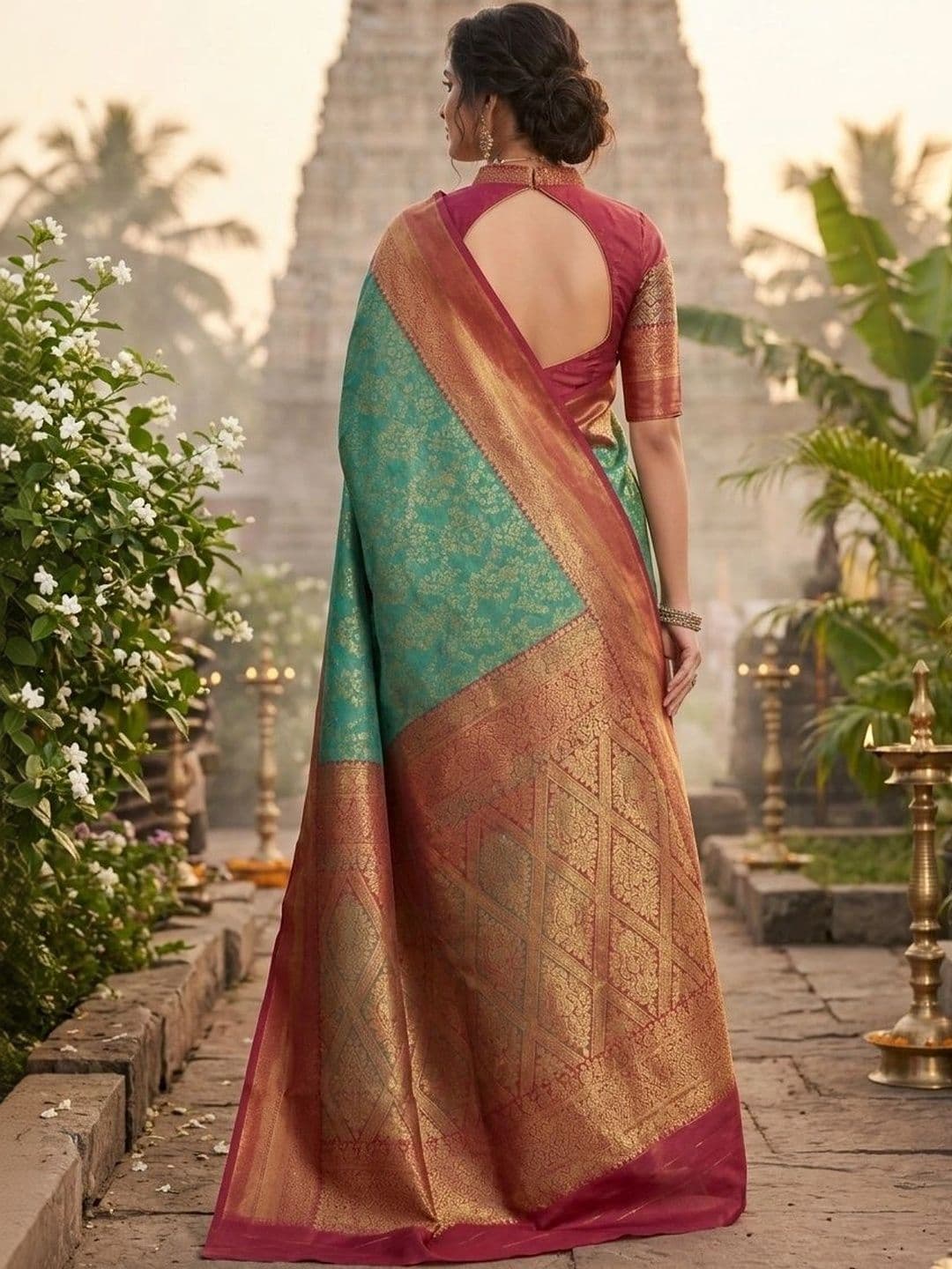Owlsky Woven Design Zari Art Silk Kanjeevaram Saree thumbnail 5