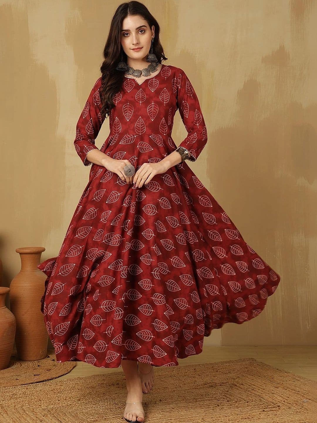 Sangria Women Ethnic Motifs Printed Indie Prints Anarkali Kurta - view 1