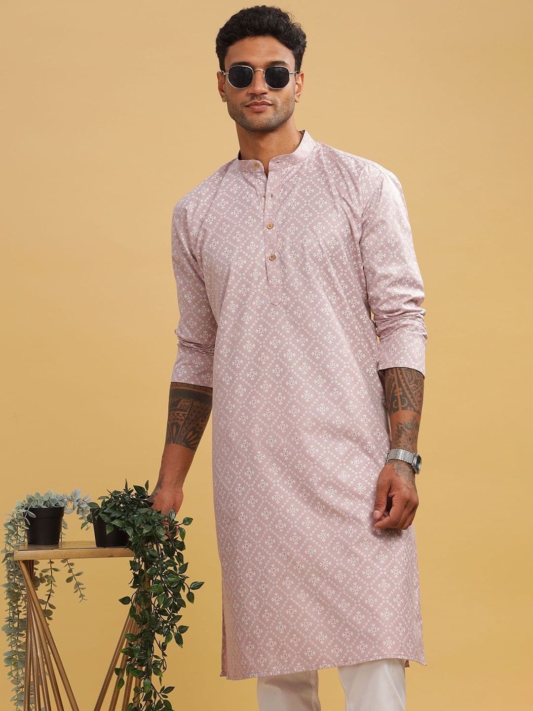 Anouk Printed Band Collar Straight Long Kurta thumbnail 2