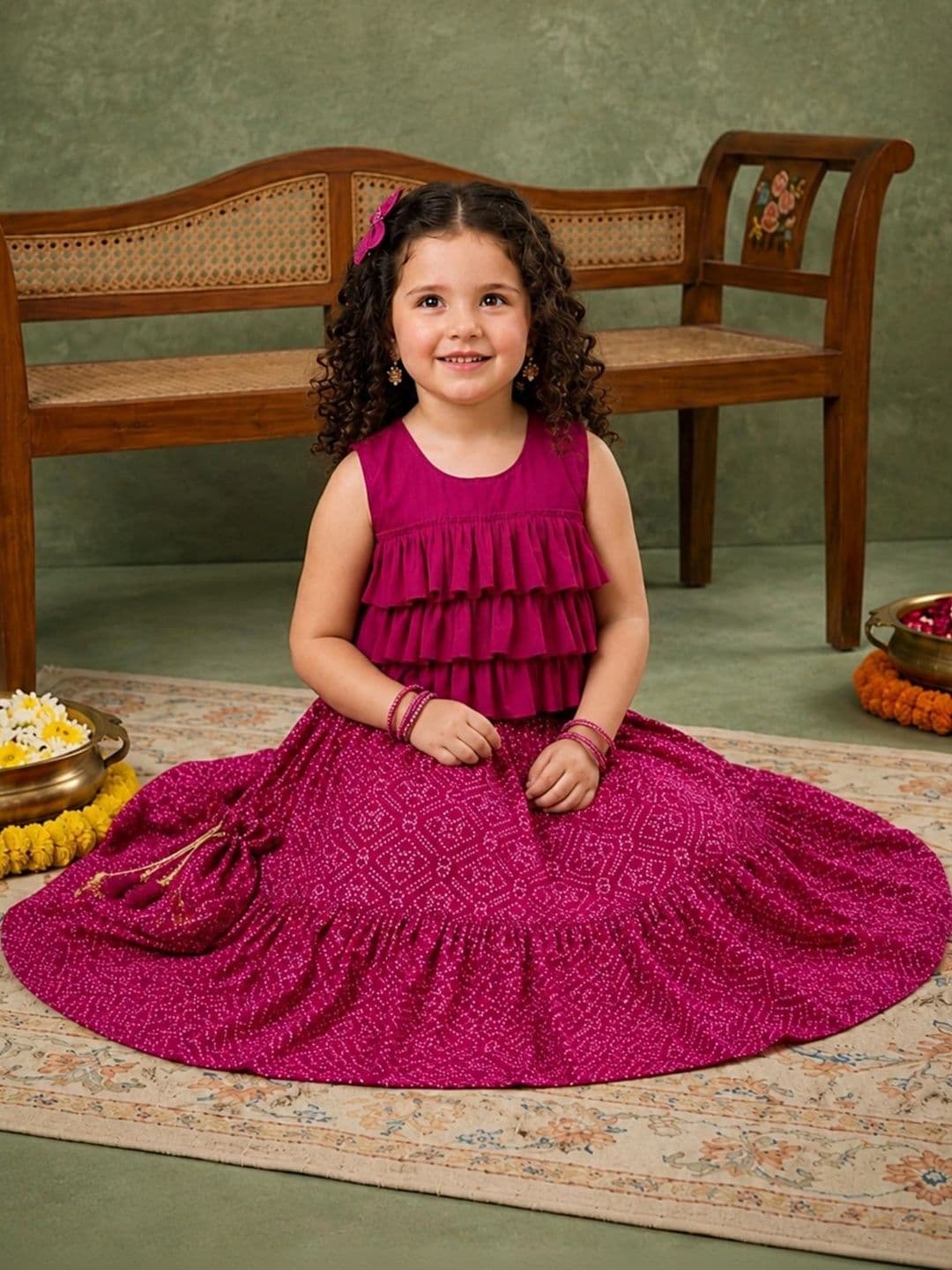 Sangria Girls Embellished Ready to Wear Lehenga & thumbnail 3