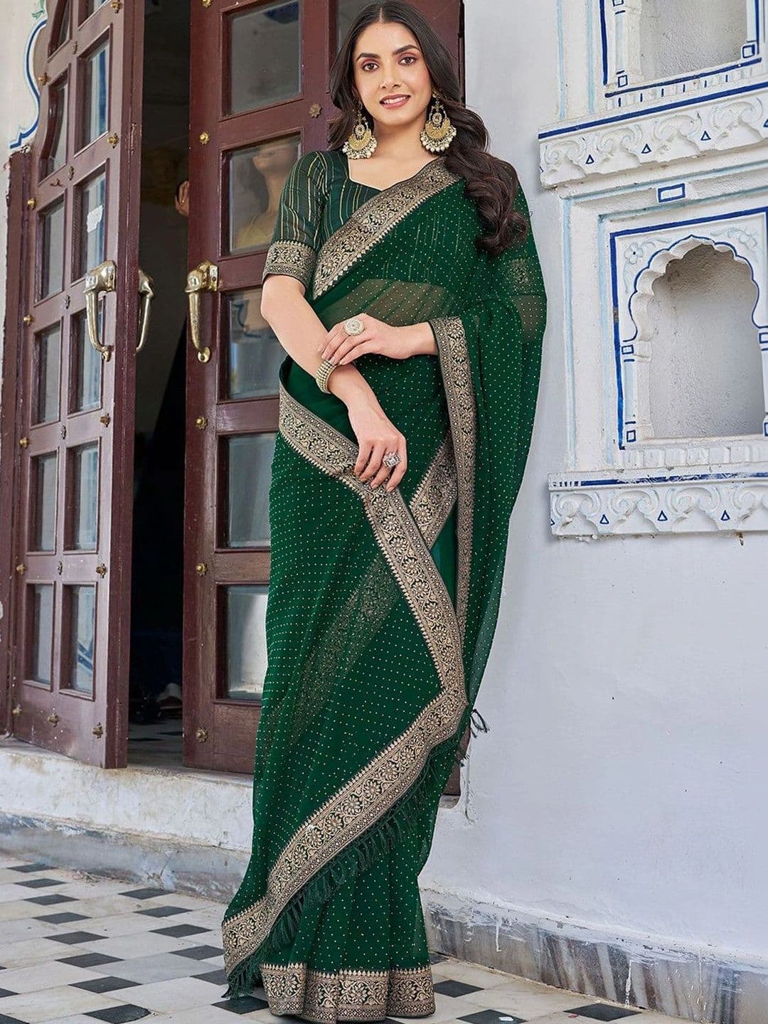 SANISA women Embroidered Pure Georgette Saree thumbnail 4