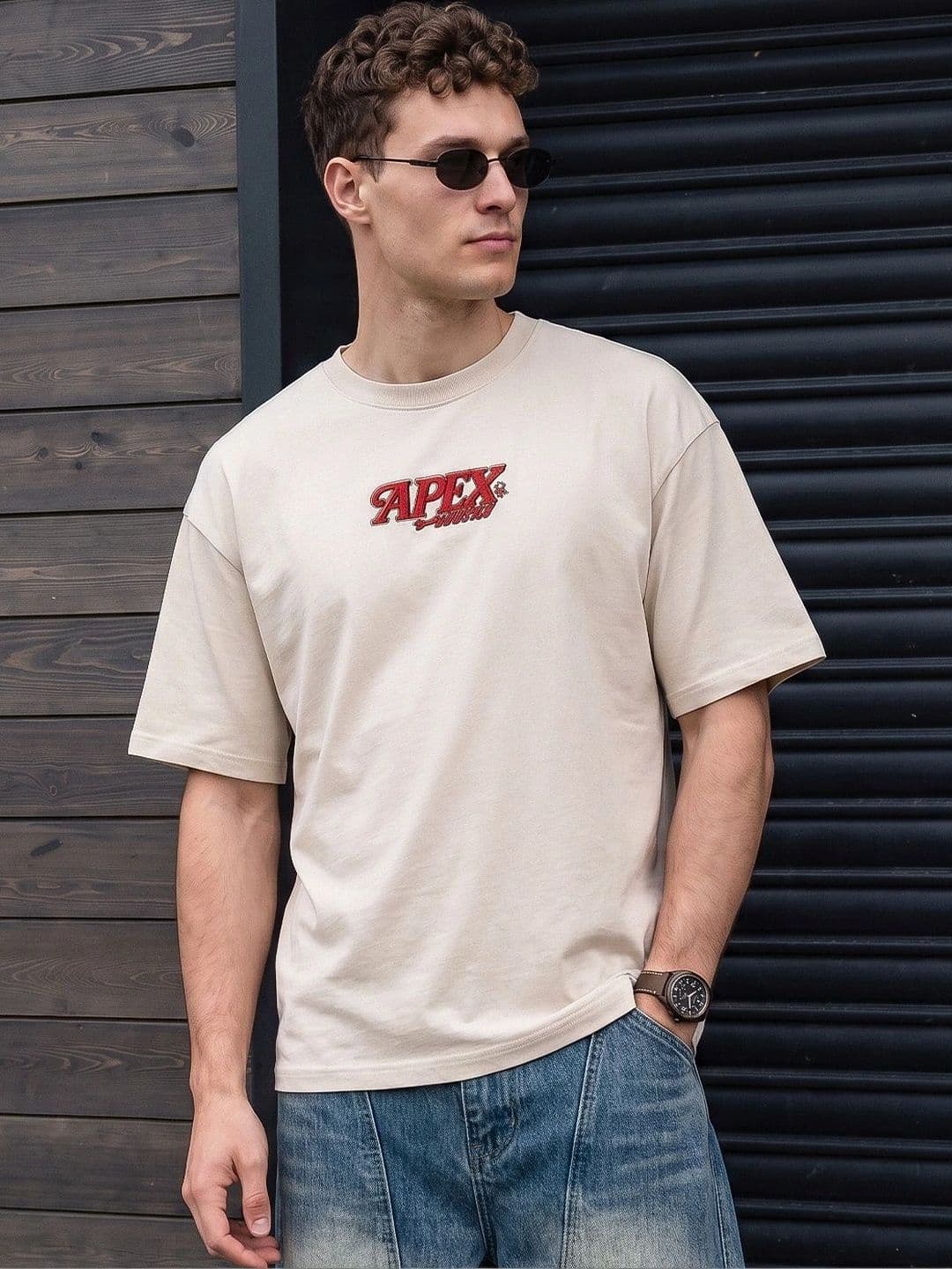VEIRDO Men Printed Drop-Shoulder Sleeves Pure Cotton T-shirt - view 1
