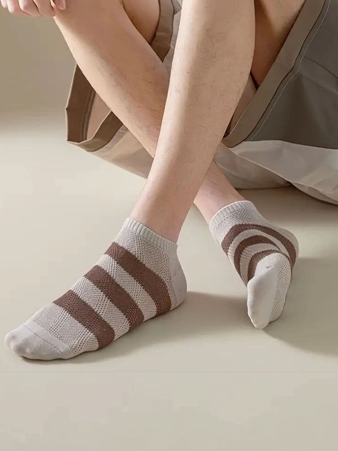 Moda Rapido Men Pack of 5 Cotton Blend Striped Ankle Length Socks thumbnail 2