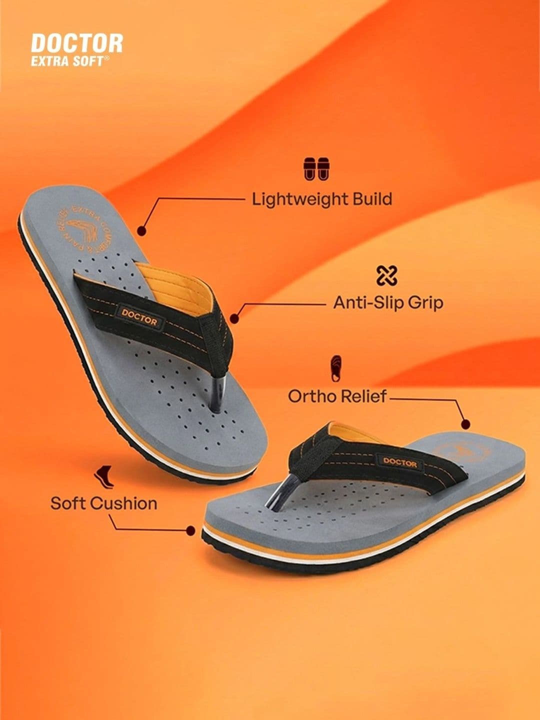 DOCTOR EXTRA SOFT Men Perforated Printed Thong Flip-Flops thumbnail 4
