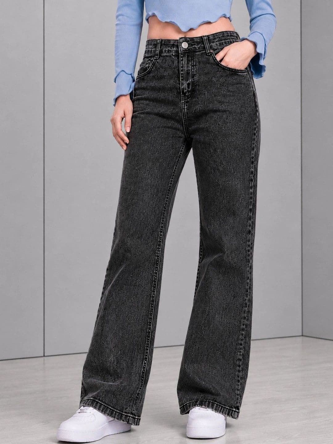 DressBerry Women Comfort Wide Leg High-Rise Light Fade Stretchable Jeans - view 1