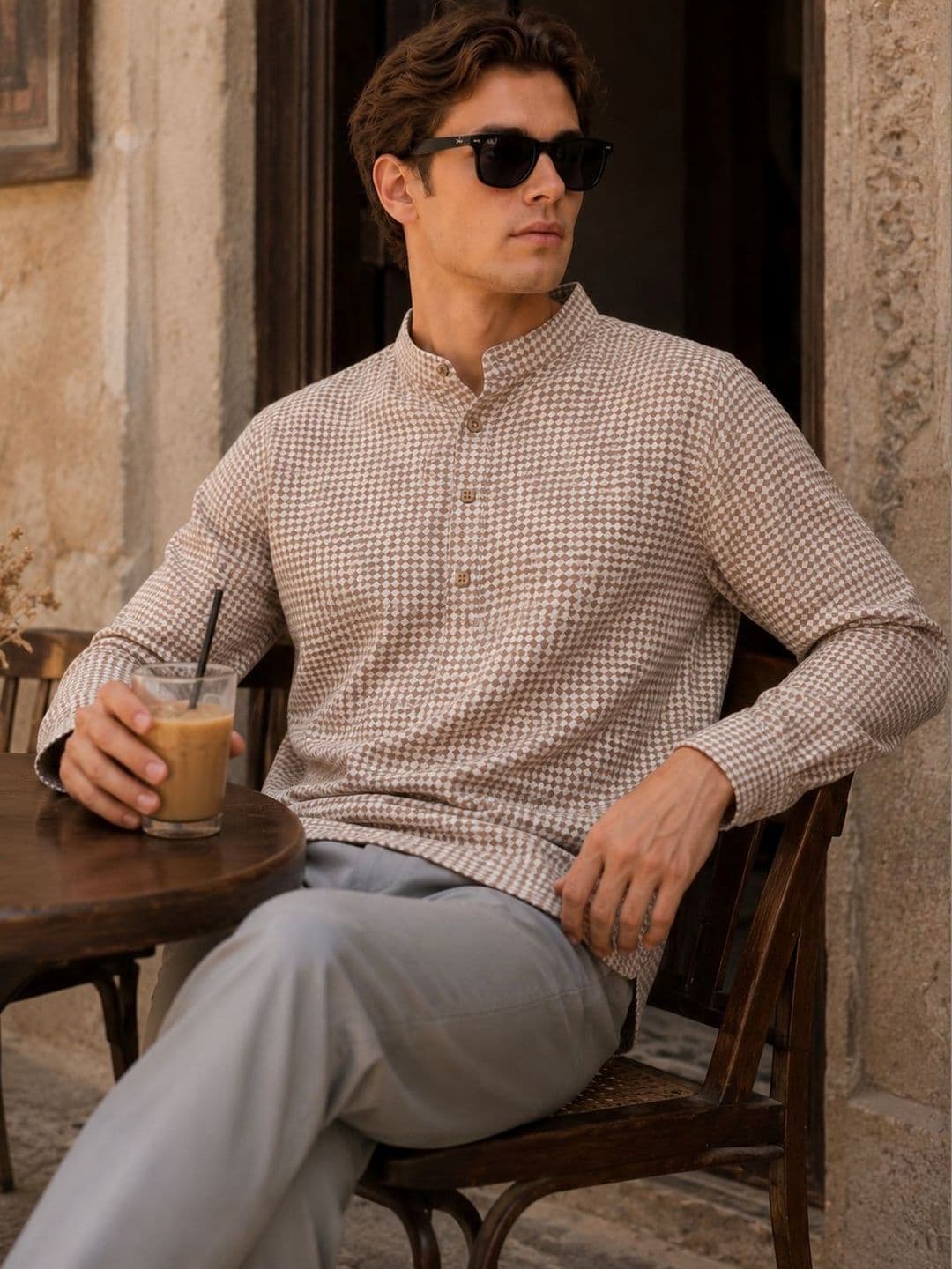 Anouk Men Self Weave Cotton Kurta thumbnail 4