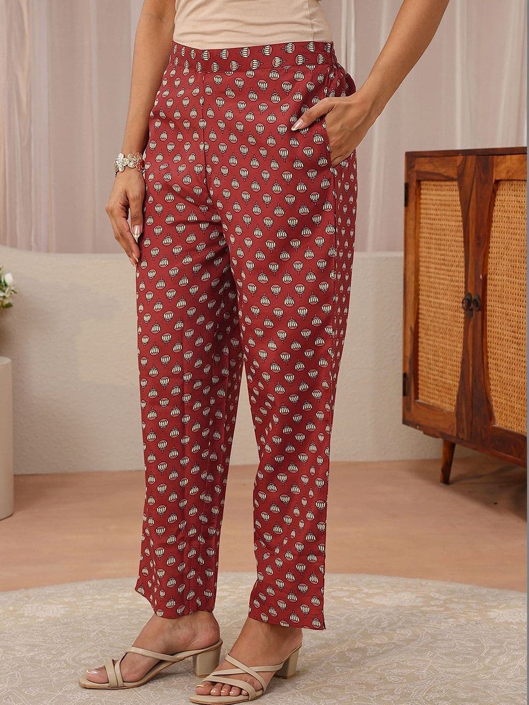 Gerua By Libas Libas Maroon Floral Printed Straight Suit Set thumbnail 4