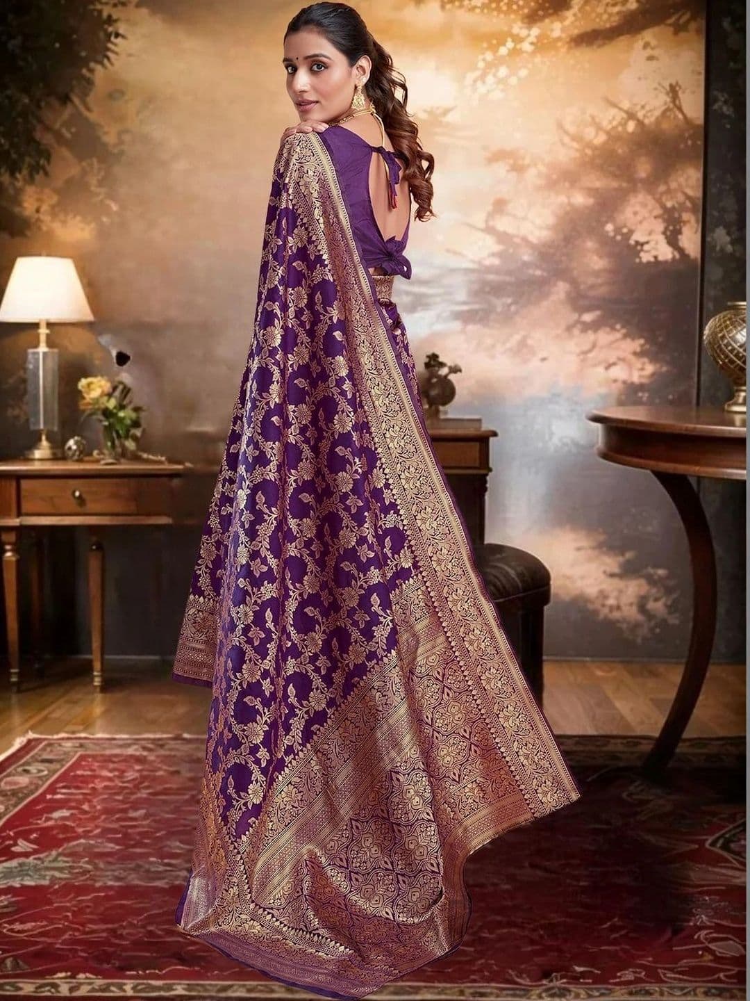 SANISA Ethnic Motifs Zari Silk Blend Saree thumbnail 4