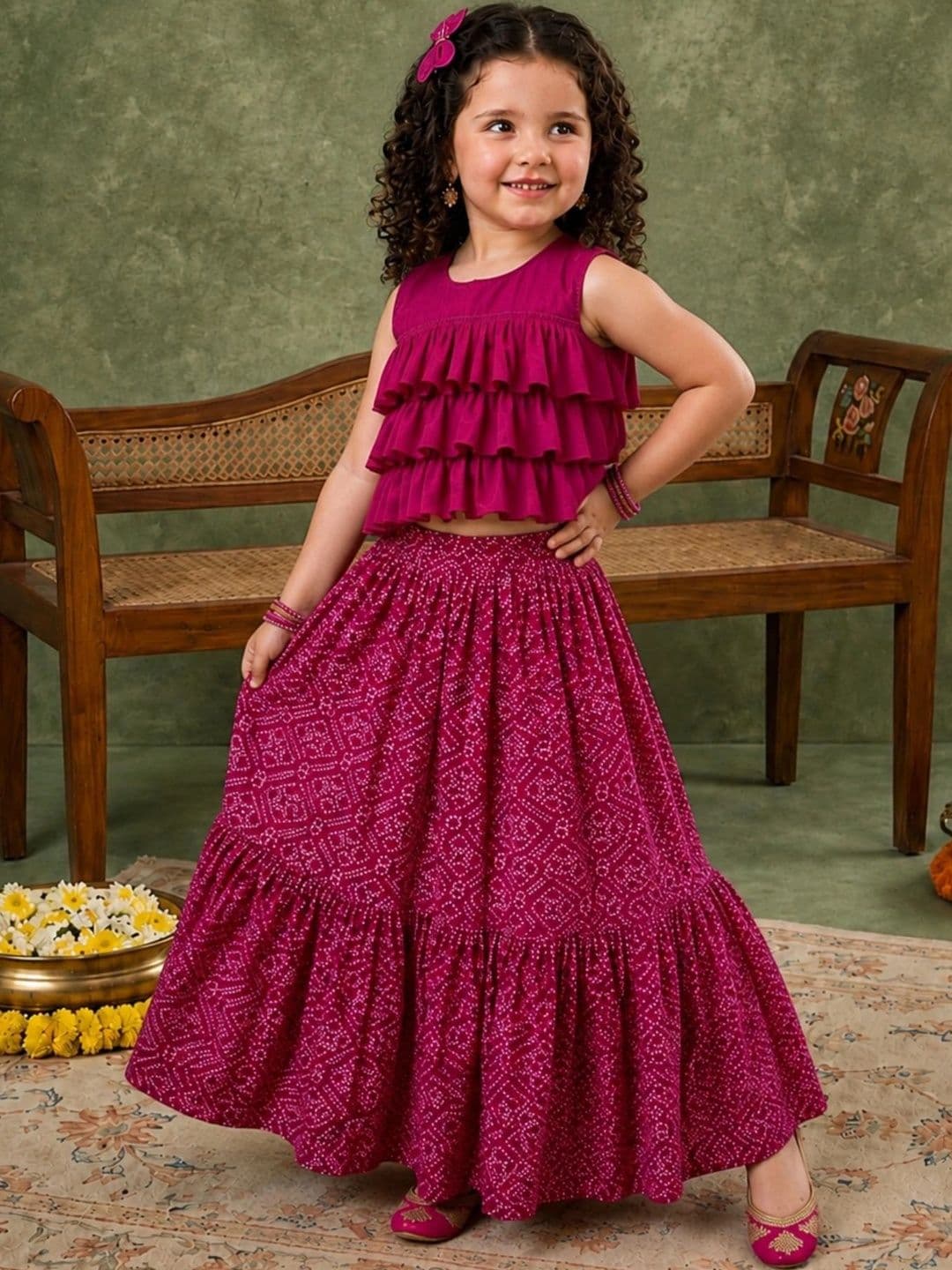 Sangria Girls Embellished Ready to Wear Lehenga & thumbnail 4