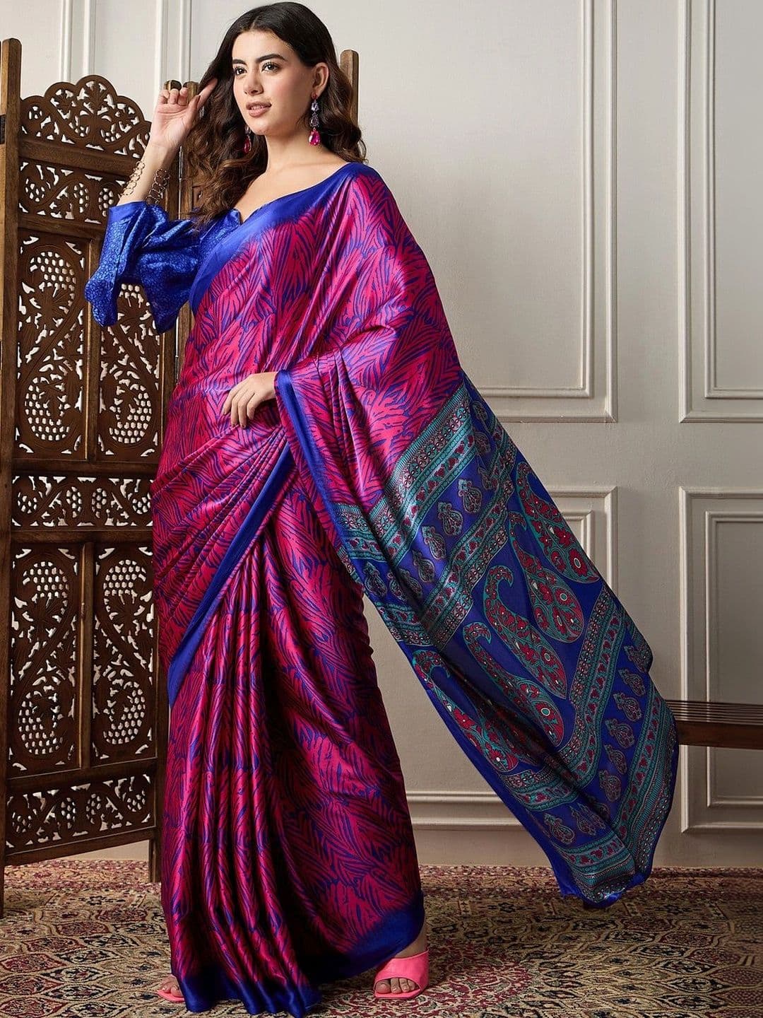 Saree mall Satin Designer Block Print Sarees thumbnail 6