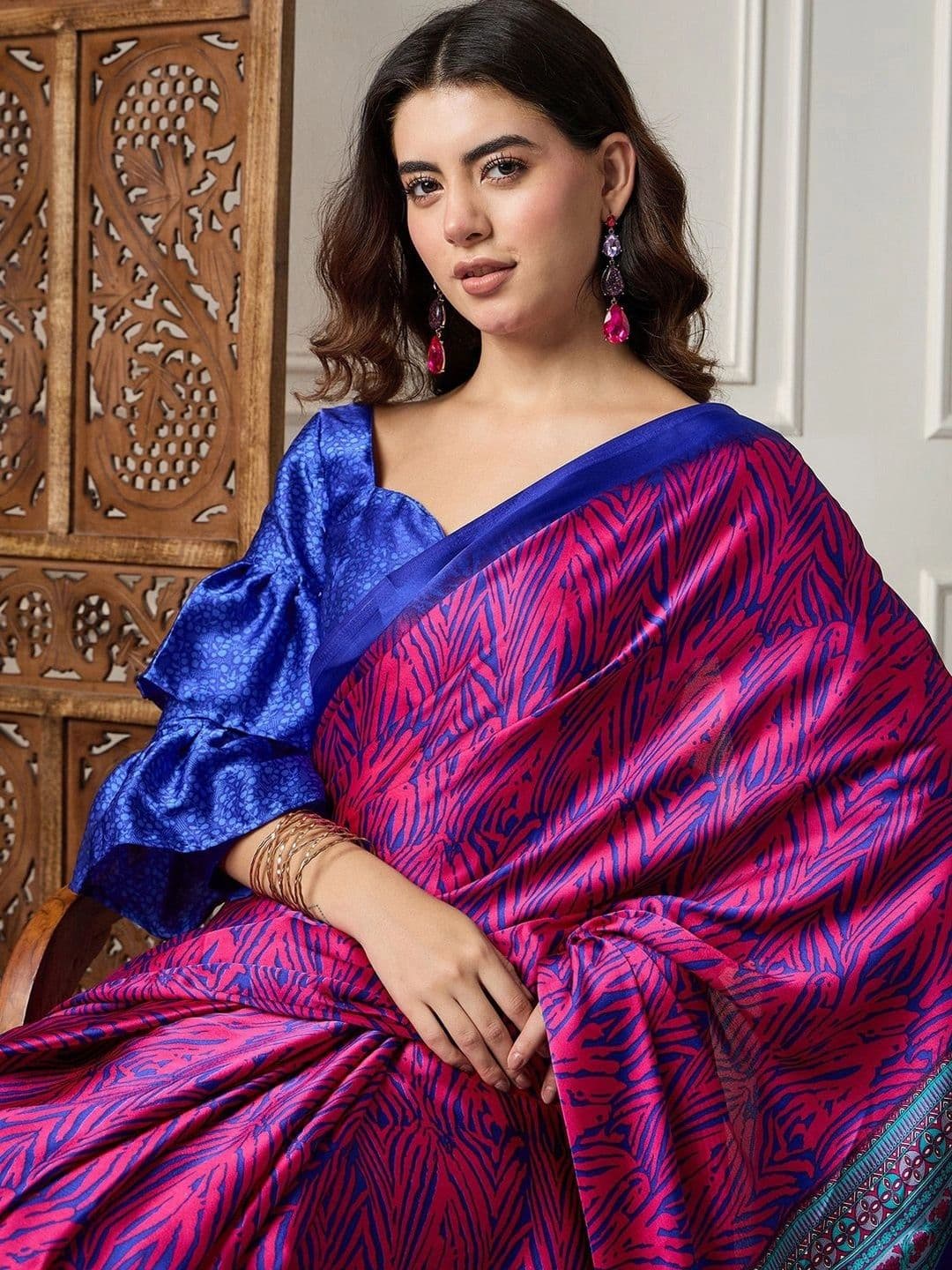 Saree mall Satin Designer Block Print Sarees thumbnail 7