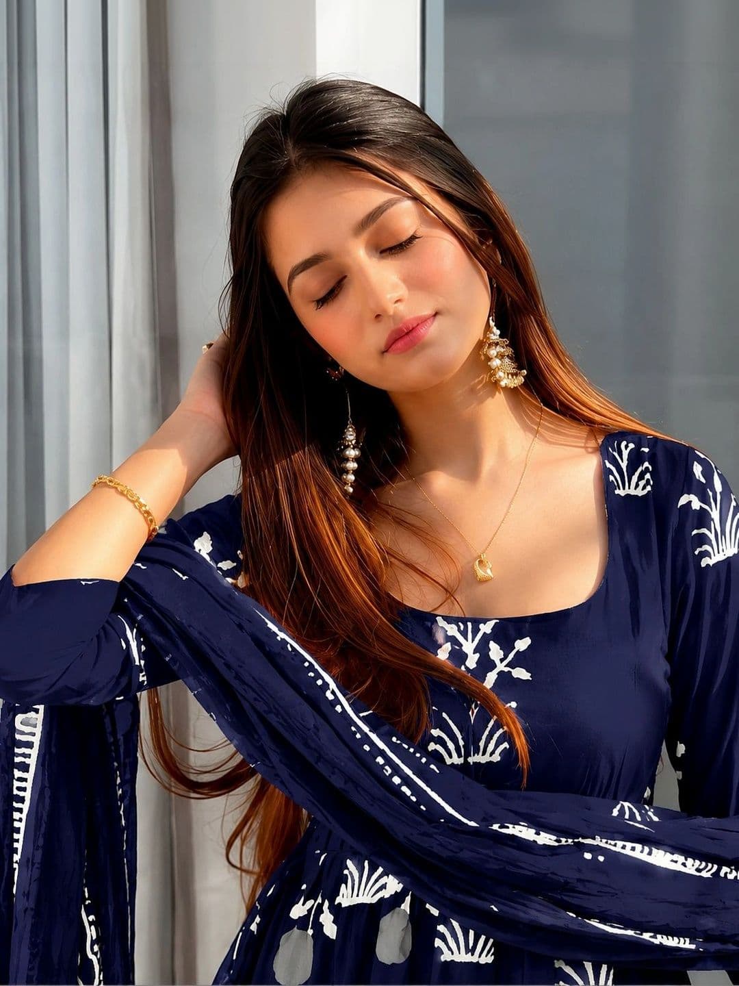Mogra Designs Women Ethnic Motifs Printed Regular Kurta with Trousers & With Dupatta thumbnail 5